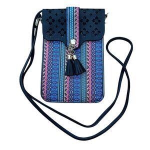 Aztec Boho Print Cell Phone Tech Wallet Crossbody Purse Bag